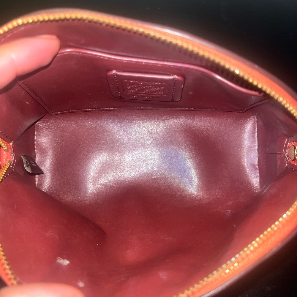 Coach Coral Orange Crossgrain Leather Cosmetic Case - Picture 10 of 13